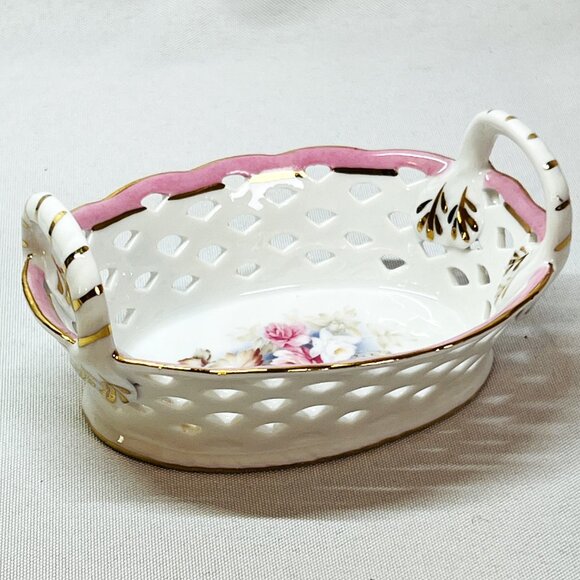 Porcelain Treasures Hand-Painted Reticulated Petite Basket by Betty Platner - Picture 4 of 9